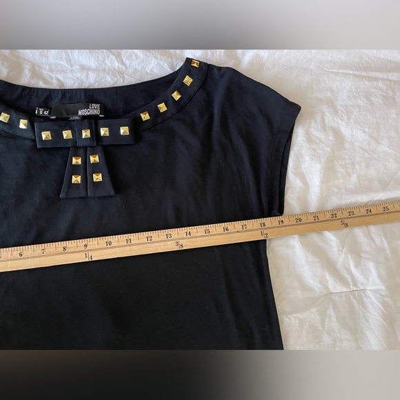 Love Moschino T-Shirt Dress Sz 6 ‘Punk Cake" Black Graphic Gold Studs Goth-nwt - Picture 2 of 9